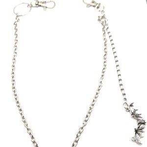 Bat Silver Tone Single Layer Metal Wallet Or Pants Chain 19 Inches